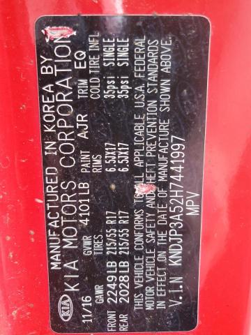 KNDJP3A52H7441997 - 2017 KIA SOUL + RED photo 12