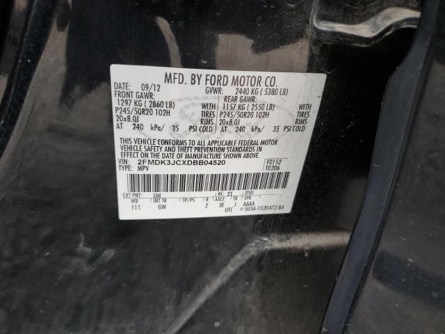 2FMDK3JCXDBB04520 - 2013 FORD EDGE SEL BLACK photo 13