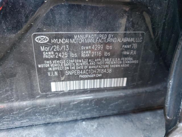 5NPEB4AC1DH718438 - 2013 HYUNDAI SONATA GLS BLACK photo 12