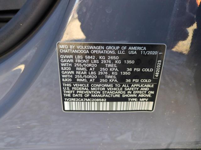 1V2RE2CA7MC208582 - 2021 VOLKSWAGEN ATLAS CROS SE GRAY photo 14