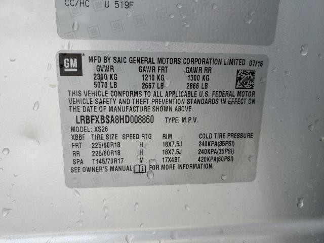 LRBFXBSA8HD008860 - 2017 BUICK ENVISION ESSENCE SILVER photo 13