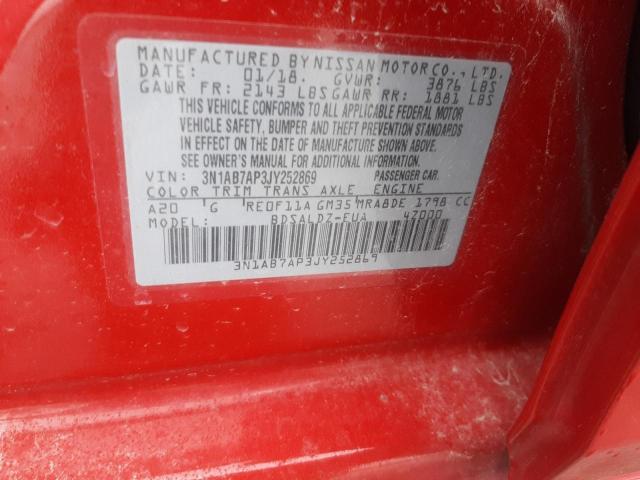 3N1AB7AP3JY252869 - 2018 NISSAN SENTRA S RED photo 12