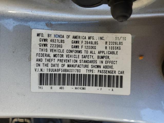 19UUA9F58BA001790 - 2011 ACURA TL SILVER photo 12