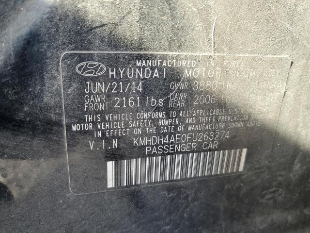 KMHDH4AE0FU263274 - 2015 HYUNDAI ELANTRA SE BLACK photo 13