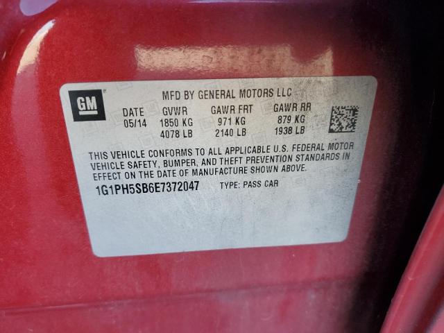 1G1PH5SB6E7372047 - 2014 CHEVROLET CRUZE ECO RED photo 12