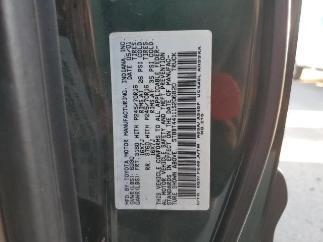 5TBBT44111S206820 - 2001 TOYOTA TUNDRA ACCESS CAB მწვანე ფოტო 12