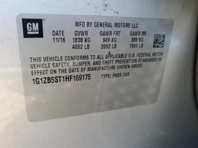 1G1ZB5ST1HF169175 - 2017 CHEVROLET MALIBU LS SILVER photo 12