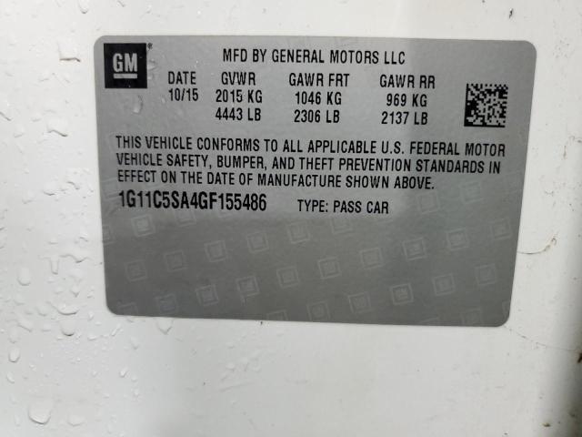 1G11C5SA4GF155486 - 2016 CHEVROLET MALIBU LIM LT 白色 照片 12