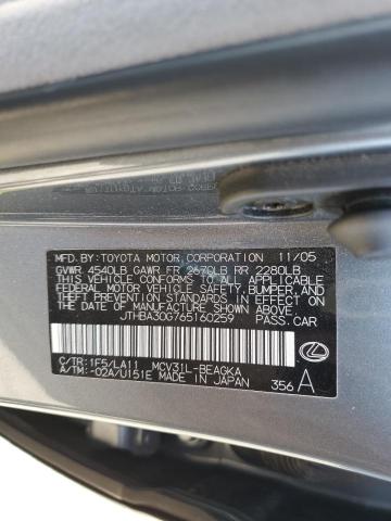 JTHBA30G765160259 - 2006 LEXUS ES 330 GRAY photo 12