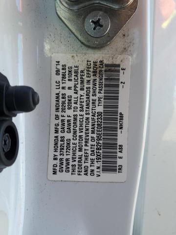19XFB2F95EE082330 - 2014 HONDA CIVIC EXL WHITE photo 12