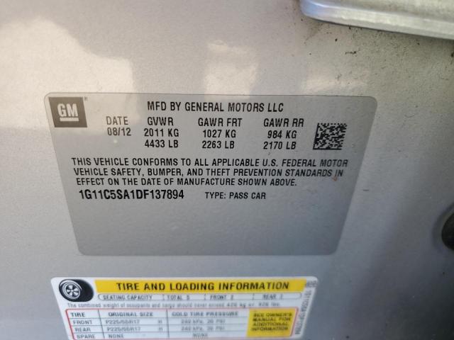 1G11C5SA1DF137894 - 2013 CHEVROLET MALIBU 1LT SILVER photo 12