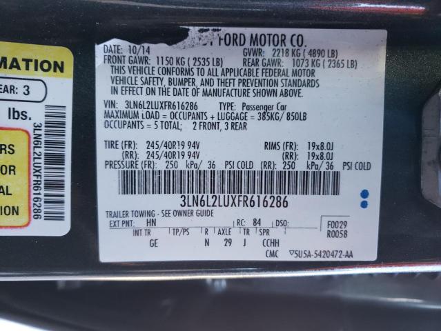 3LN6L2LUXFR616286 - 2015 LINCOLN MKZ HYBRID CHARCOAL photo 12