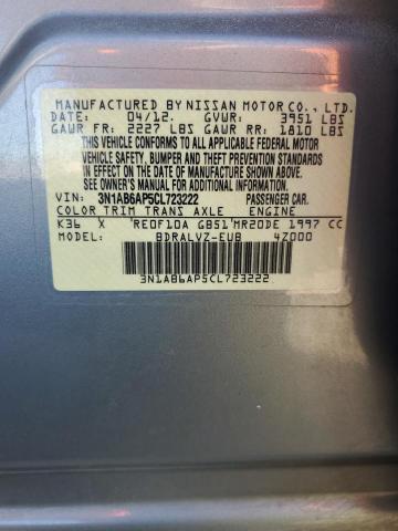 3N1AB6AP5CL723222 - 2012 NISSAN SENTRA 2.0 SILVER photo 12