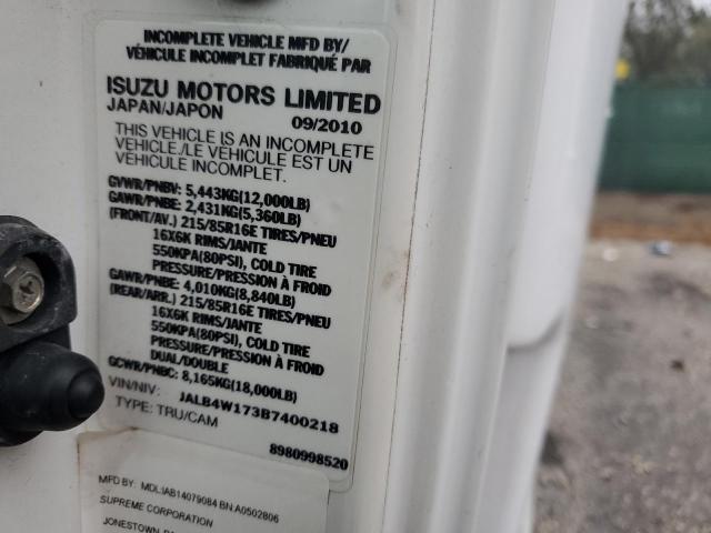 JALB4W173B7400218 - 2011 ISUZU NPR WHITE photo 10