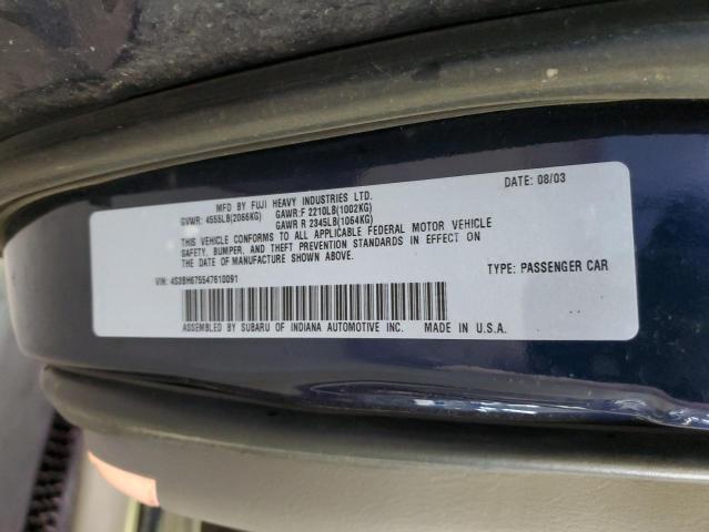 4S3BH675547610091 - 2004 SUBARU LEGACY OUTBACK AWP 蓝色 照片 12