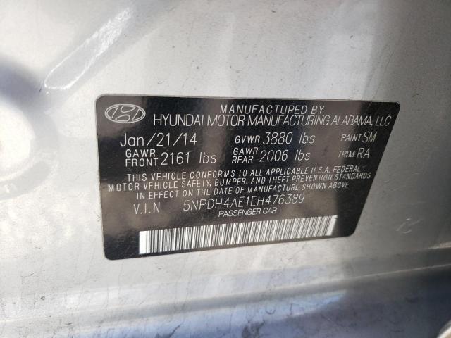 5NPDH4AE1EH476389 - 2014 HYUNDAI ELANTRA SE SILVER photo 12