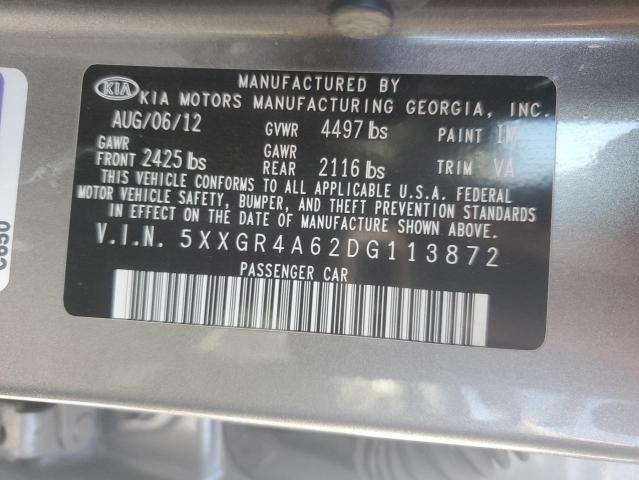 5XXGR4A62DG113872 - 2013 KIA OPTIMA SX GRAY photo 12