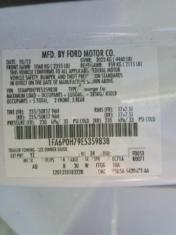 1FA6P0H79E5359838 - 2014 FORD FUSION SE WHITE photo 12