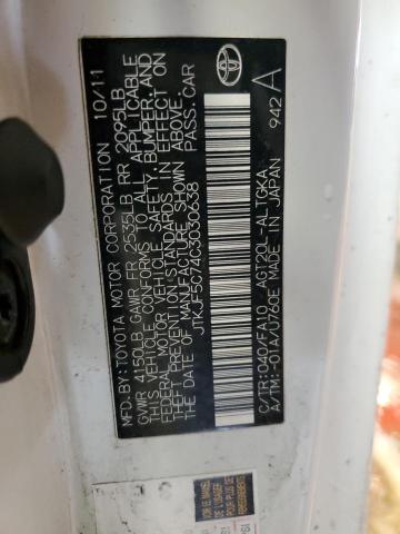 JTKJF5C74C3030638 - 2012 TOYOTA SCION TC 白色 照片 12