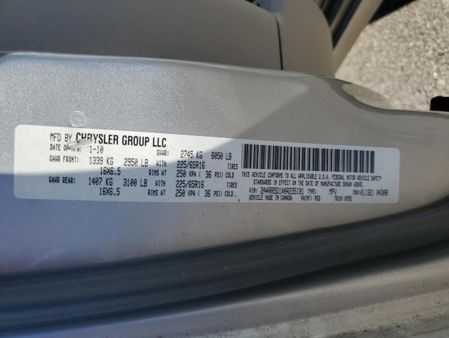 2A4RR5D1XAR235181 - 2010 CHRYSLER TOWN & COU TOURING SILVER photo 13