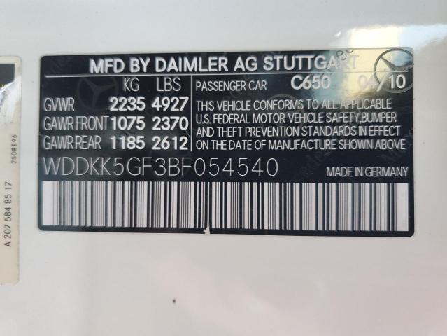 WDDKK5GF3BF054540 - 2011 MERCEDES-BENZ E 350 WHITE photo 12