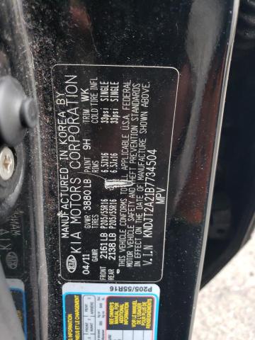 KNDJT2A21B7734504 - 2011 KIA SOUL + BLACK photo 12