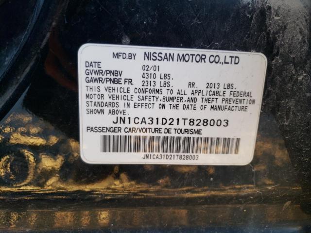 JN1CA31D21T828003 - 2001 NISSAN MAXIMA GXE BLACK photo 13