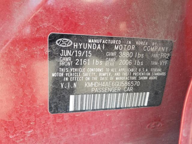 KMHDH4AE6GU586570 - 2016 HYUNDAI ELANTRA SE RED photo 13