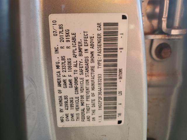 1HGCP2F36AA183293 - 2010 HONDA ACCORD LX SILVER photo 12