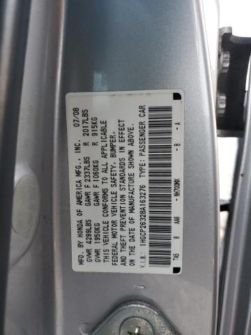 1HGCP26328A163276 - 2008 HONDA ACCORD LX SILVER photo 12