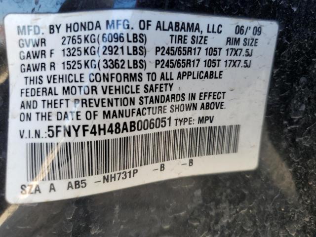 5FNYF4H48AB006051 - 2010 HONDA PILOT EX BLACK photo 13