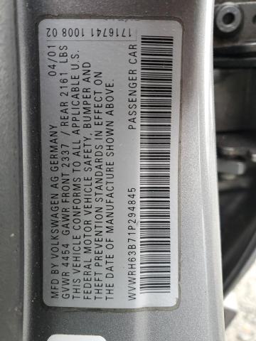 WVWRH63B71P294845 - 2001 VOLKSWAGEN PASSAT GLX ნაცრისფერი ფოტო 13