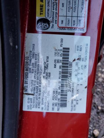 3FAHP0CGXAR111007 - 2010 FORD FUSION SEL RED photo 12