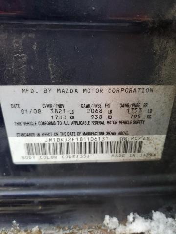 JM1BK32F181106131 - 2008 MAZDA 3 I BLUE photo 12