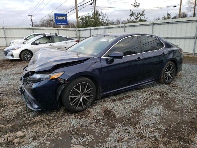 4T1G11AK3MU515361 - 2021 TOYOTA CAMRY SE BLUE photo 1