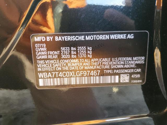 WBA7T4C0XLGF97467 - 2020 BMW 740 XI BLACK photo 12