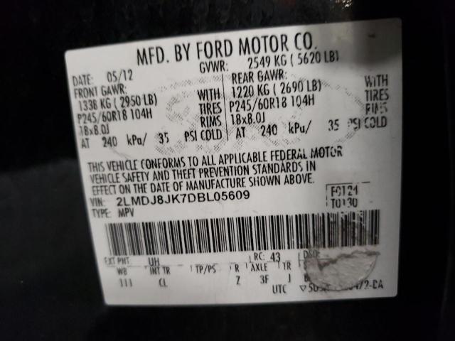 2LMDJ8JK7DBL05609 - 2013 LINCOLN MKX BLACK photo 13