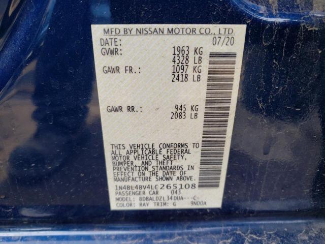 1N4BL4BV4LC265108 - 2020 NISSAN ALTIMA S BLUE photo 13