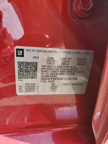 3GCUYEEDXKG197759 - 2019 CHEVROLET SILVERADO K1500 RST RED photo 13