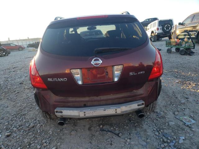 JN8AZ08W65W438520 - 2005 NISSAN MURANO SL RED photo 6