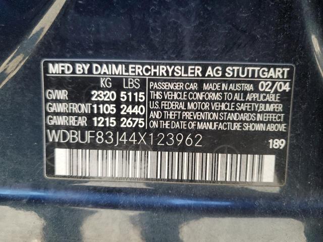 WDBUF83J44X123962 - 2004 MERCEDES-BENZ E 500 4MATIC BLUE photo 12