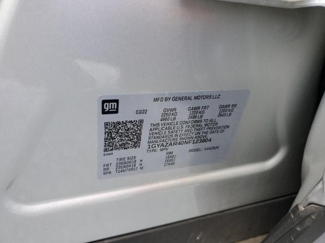 1GYAZAR40NF123804 - 2022 CADILLAC XT4 LUXURY SILVER photo 12