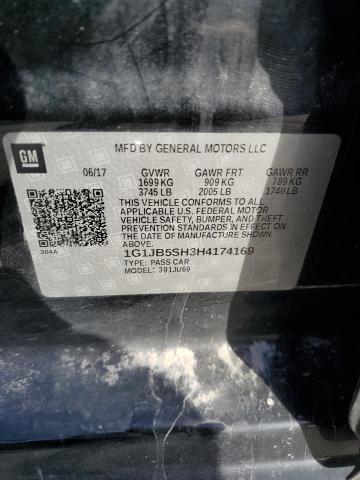 1G1JB5SH3H4174169 - 2017 CHEVROLET SONIC LS 黑色 照片 12