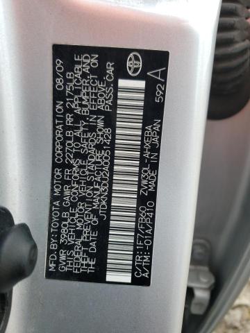 JTDKN3DU2A0051428 - 2010 TOYOTA PRIUS SILVER photo 12