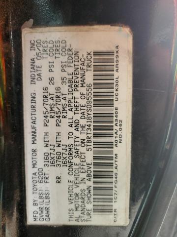 5TBRT3418YS095556 - 2000 TOYOTA TUNDRA ACCESS CAB შავი ფოტო 12