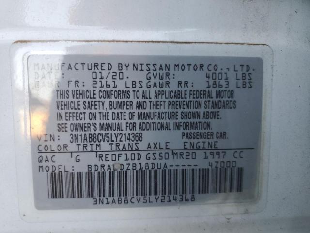 3N1AB8CV5LY214368 - 2020 NISSAN SENTRA SV WHITE photo 12