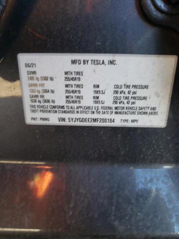 5YJYGDEE2MF200184 - 2021 TESLA MODEL Y BLUE photo 13