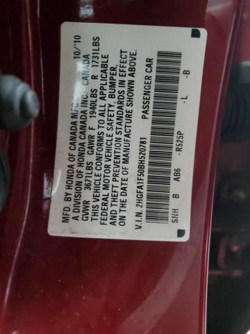 2HGFA1F50BH520781 - 2011 HONDA CIVIC LX RED photo 13