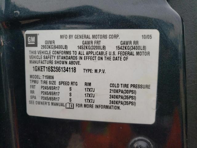 1GKET16S366134118 - 2006 GMC ENVOY XL BLACK photo 12