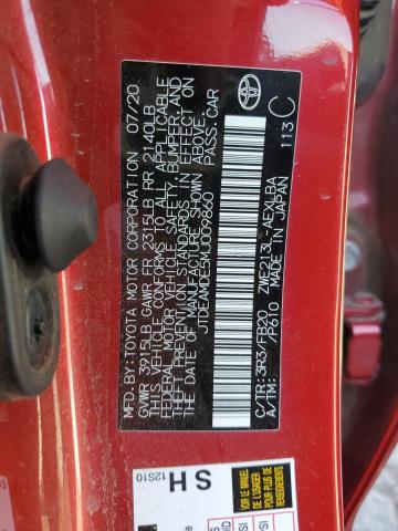 JTDEAMDE5MJ009860 - 2021 TOYOTA COROLLA LE RED photo 12